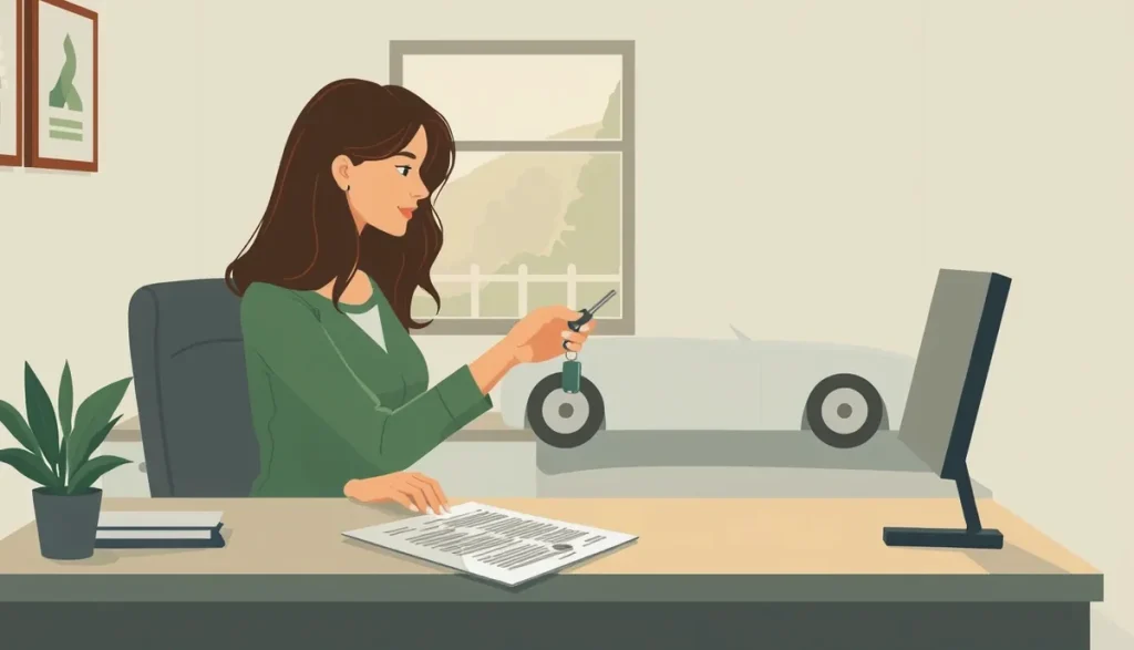Vodič podpisuje zmluvu o prenájme náhradného automobilu v autopožičovni