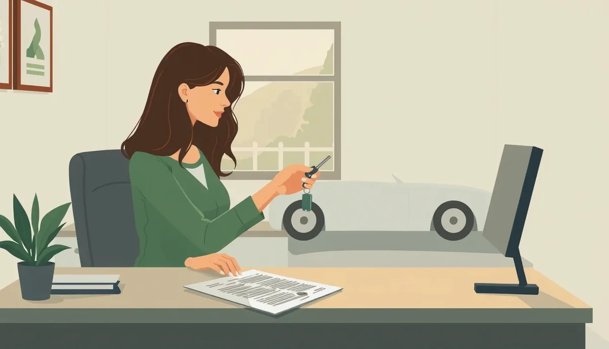 Vodič podpisuje zmluvu o prenájme náhradného automobilu v autopožičovni