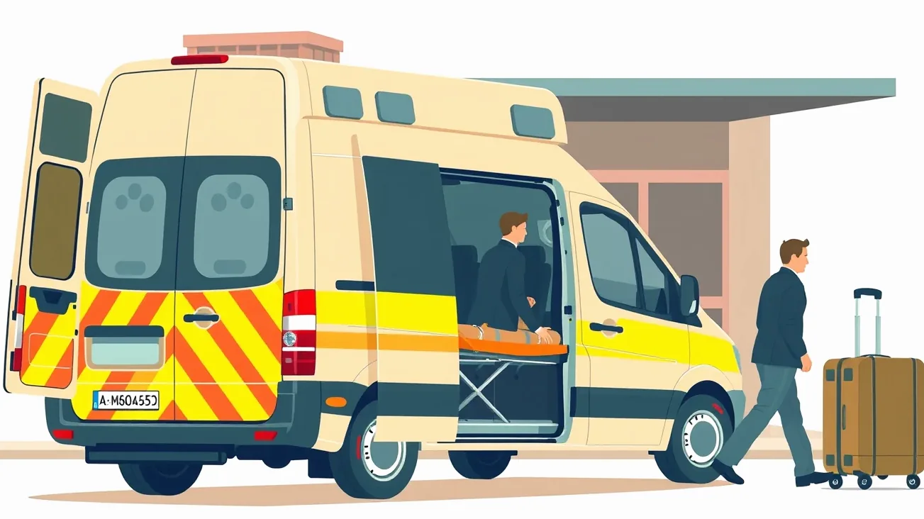 Zdravotnícky personál pripravuje transport pacienta do sanitky