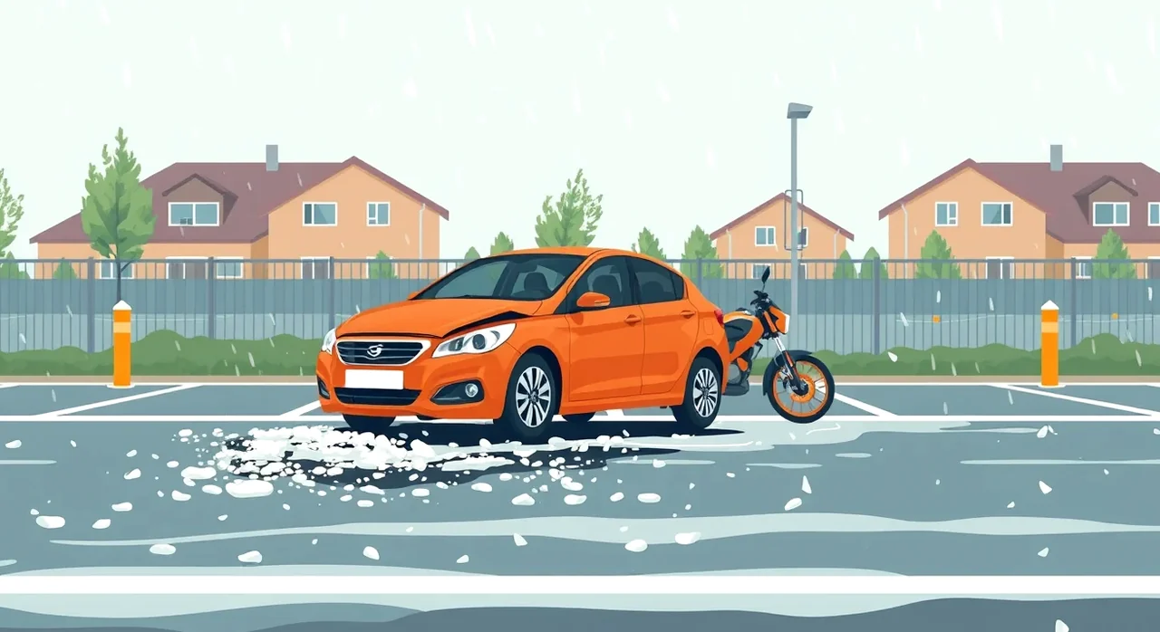 Koleso automobilu poškodené po prejdení hlbokého výtlku na vozovke