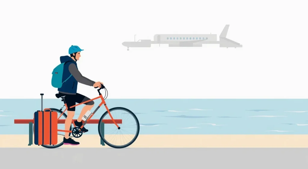 Cyklista kontrolujúci horský elektrobicykel opretý o stojan pred horskou chatou