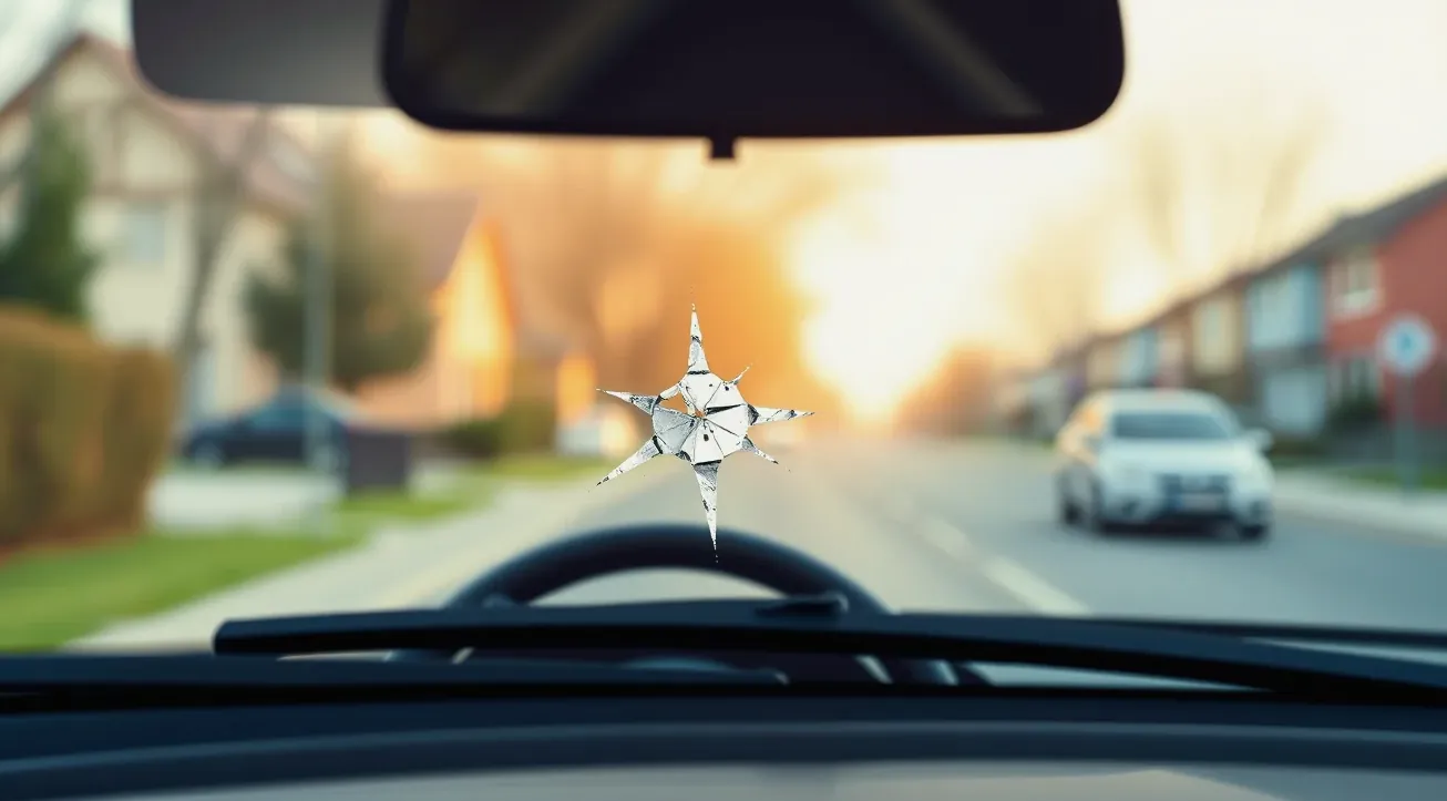 Zaparkované osobné auto na sídlisku bez kolies podopreté tehlami