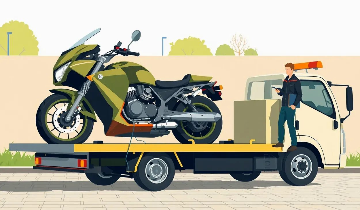Poškodená kapotáž a riadidlá motocykla po páde na ceste pri obhliadke