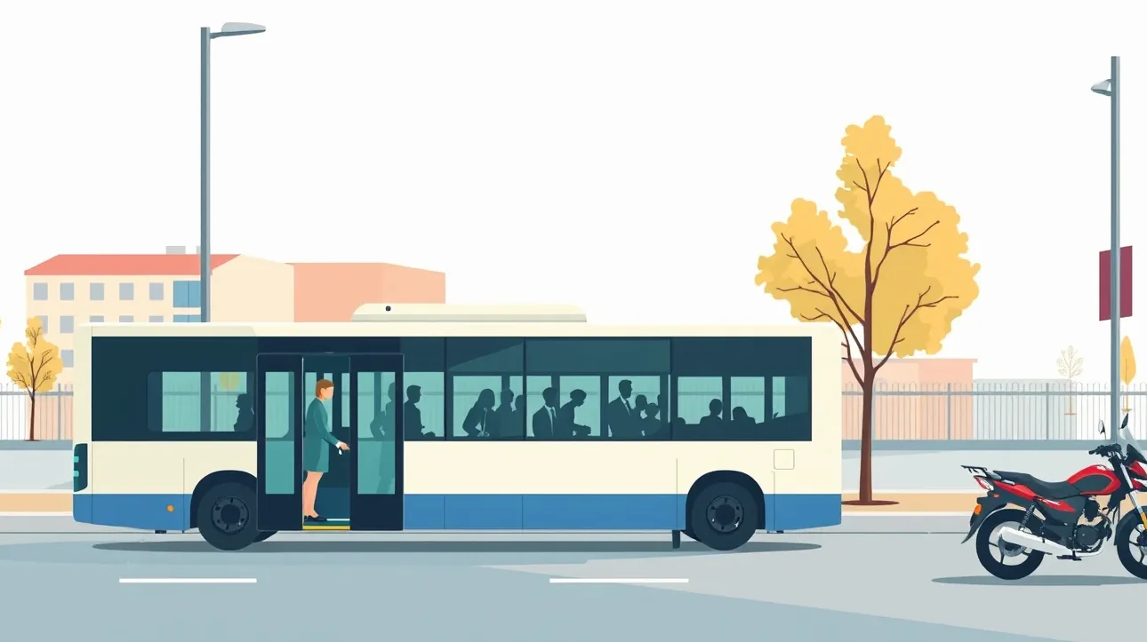 Moderný nízkopodlažný mestský autobus stojaci na zastávke MHD