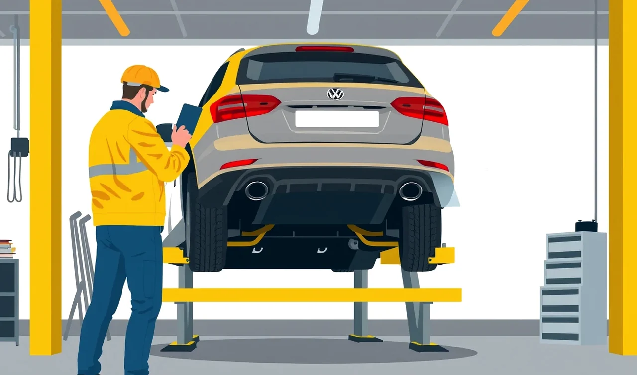 Technik v autoservise preveruje poškodený disk kolesa po náraze na výtlk