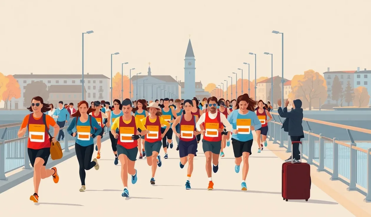 Zdravotnícky personál ošetruje vyčerpaného bežca na maratónskej trati