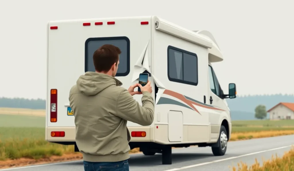 Starší manželský pár sedí pred moderným obytným autom v kempingu pri jazere