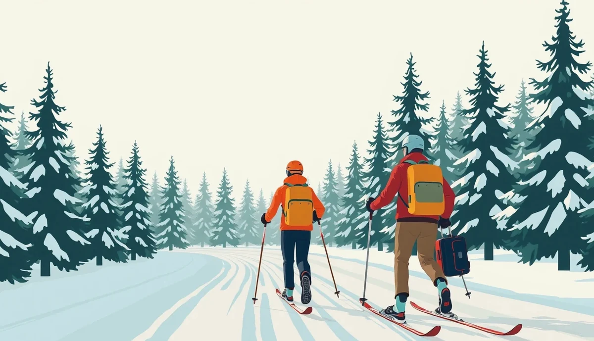Zasnežená bežkárska stopa v lesoch v okolí areálu Holmenkollen nad Oslom