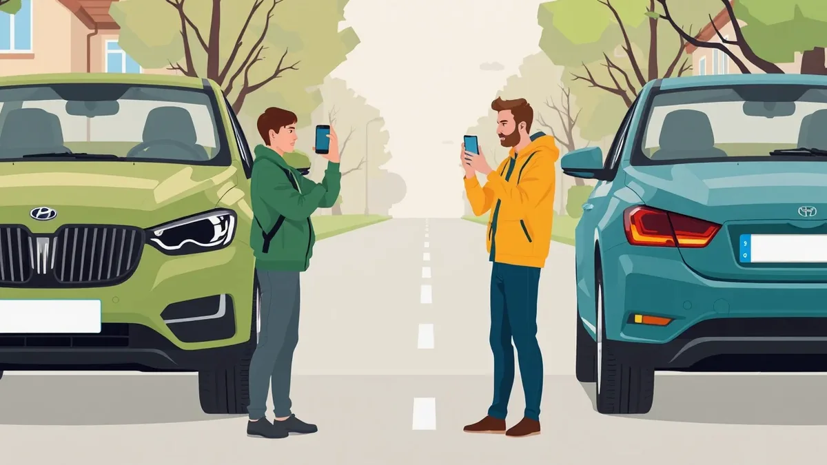 Žlté odťahové vozidlo nakladá poškodené osobné auto na diaľničnom odpočívadle
