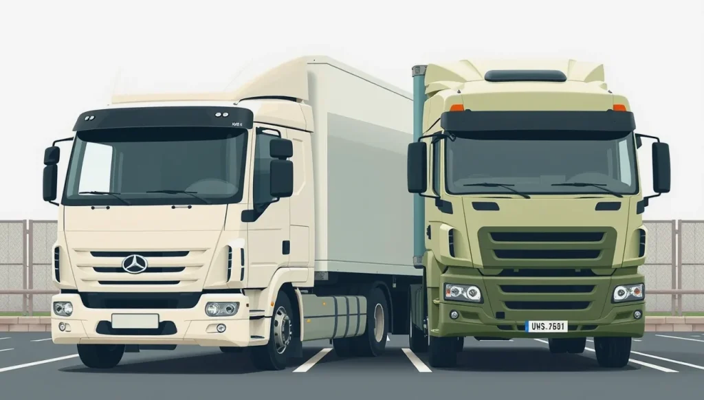 Ťažký nákladný automobil na diaľnici počas prepravy tovaru